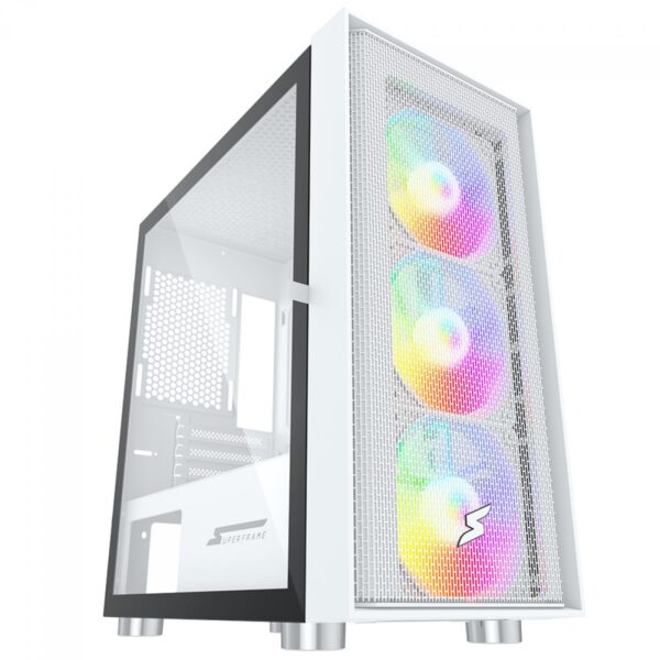 Gabinete Gamer SuperFrame Wind, Mid Tower, Vidro Temperado, M-ATX, White, Sem Fonte, Com 3 Fans - Imagem 2
