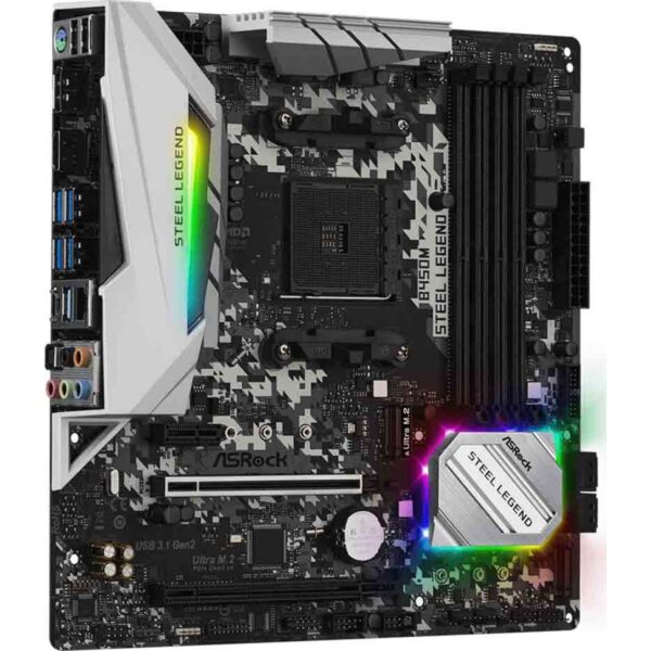 Placa Mãe ASRock B450M Steel Legend, Chipset B450, AMD AM4, mATX, DDR4 - Imagem 4