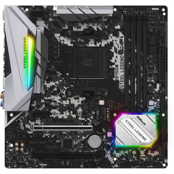 Placa Mãe ASRock B450M Steel Legend, Chipset B450, AMD AM4, mATX, DDR4 - Imagem 2